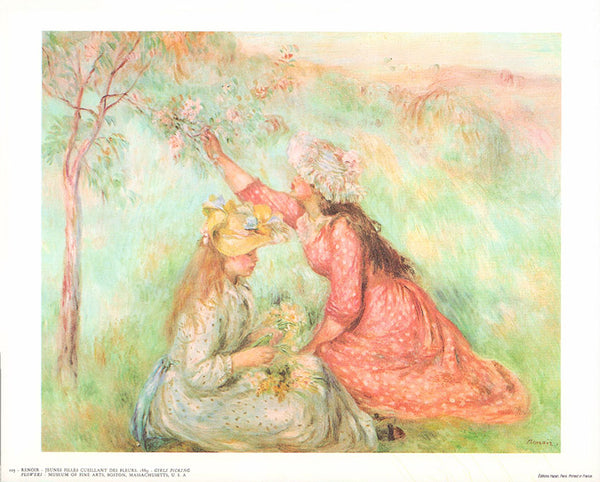Girls picking flowers by Pierre Auguste Renoir - 10 X 12 Inches (Art Print)