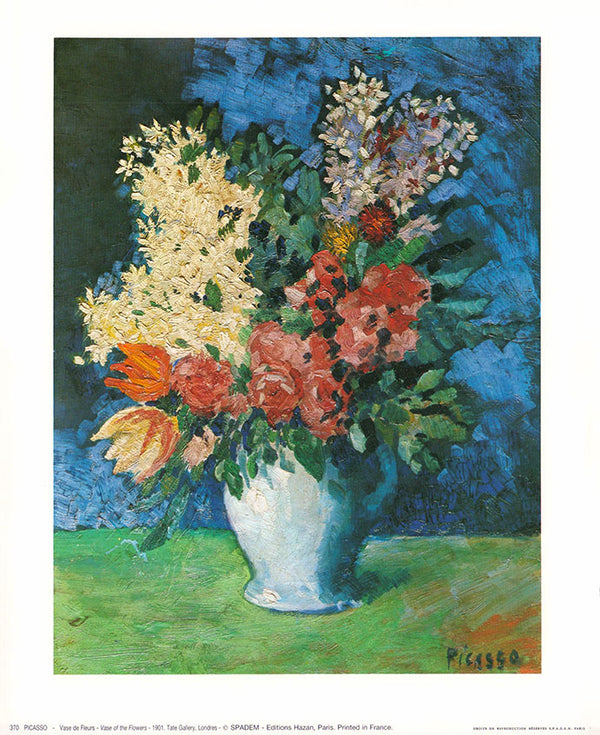 Vase of the Flowers - 1901 by Picasso - 10 X 12 Inches (Art Print)