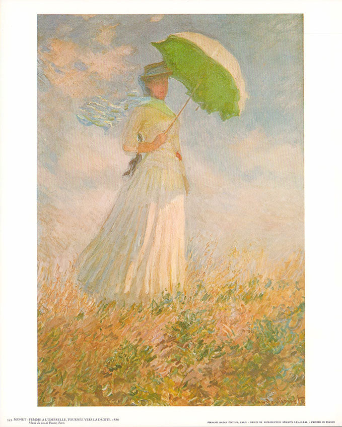 Woman With Parasol (Right) by Claude Monet - 10 X 12 Inches (Art Print)