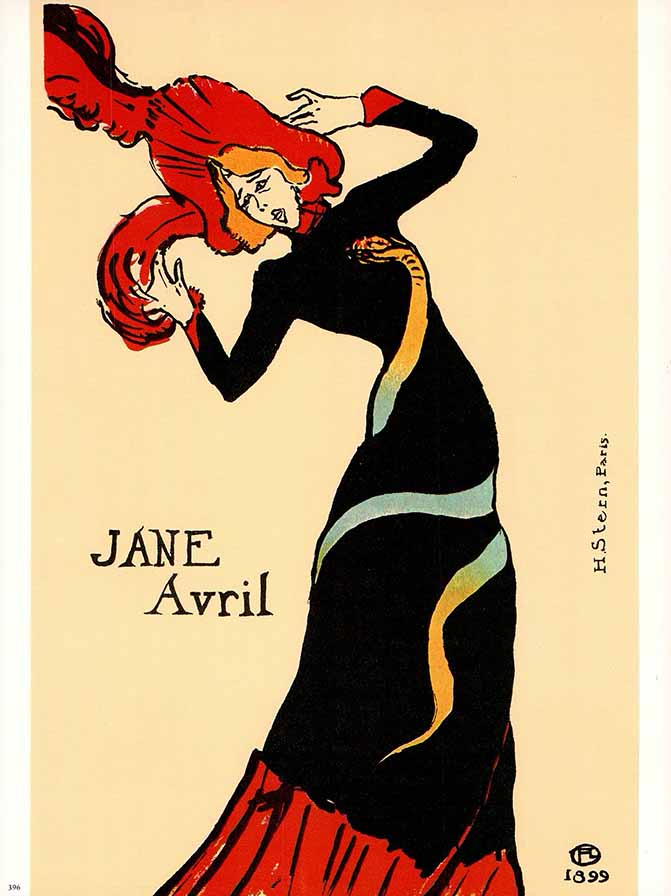 Jane Avril, 1899 by Henri de Toulouse-Lautrec - 10 X 12 Inches (Lithograph/Poster)