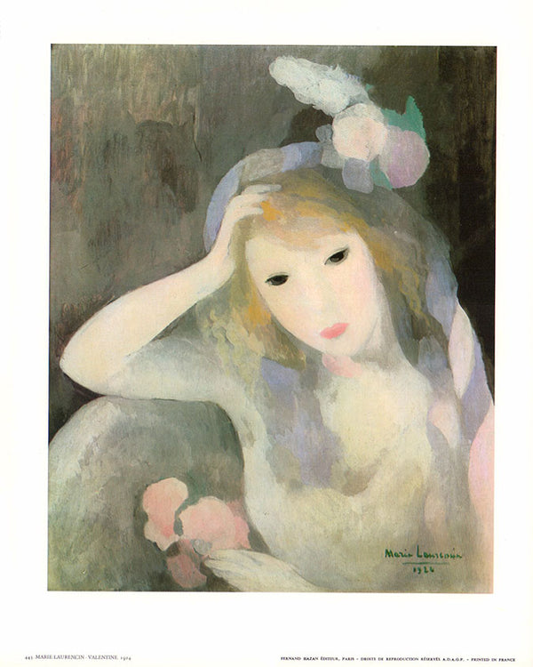 Valentine , 1924 by Marie Laurencin - 10 X 12 Inches (Art Print)