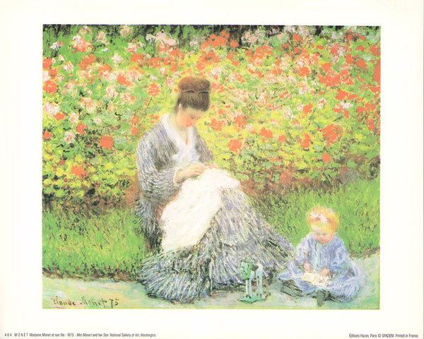 Mrs. Monet and her Son, 1875 by Claude Monet - 10 X 12 Inches (Art Print)