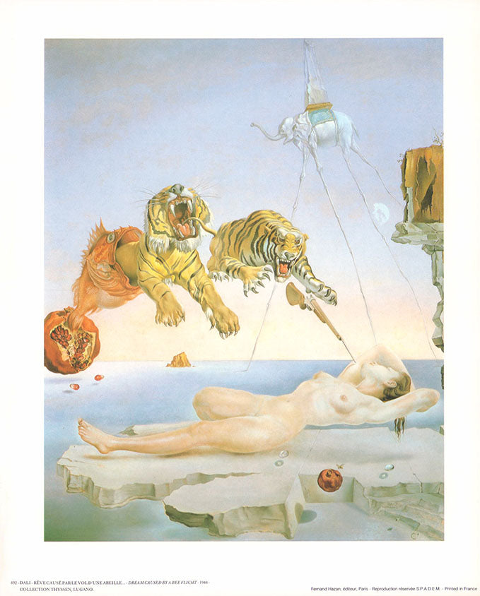 Dream caused by a bee flight - 1944 by Dali - 10 X 12 Inches (Art Print)