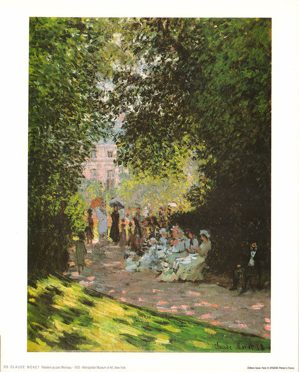 Parisiens au parc Monceau by Claude Monet - 10 X 12 Inches (Art Print)