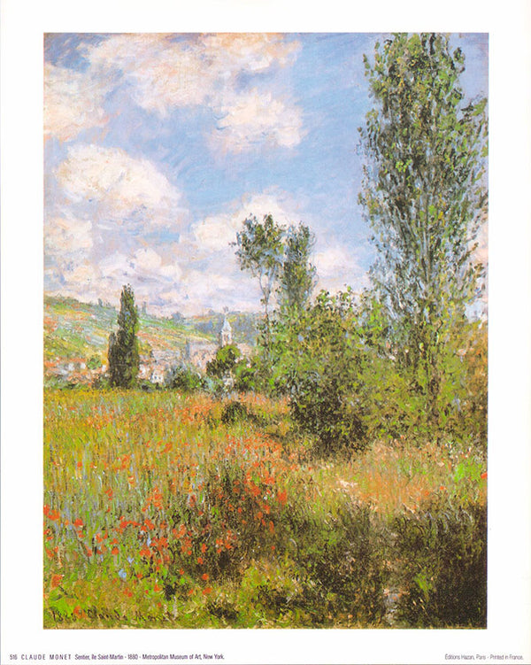 Sentier , Île Saint-Martin - 1880 by Claude Monet - 10 X 12 Inches (Art Print)