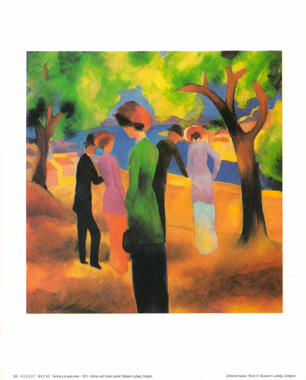 Woman with Green Jacket by August Macke - 10 X 12 Inches (Art Print)