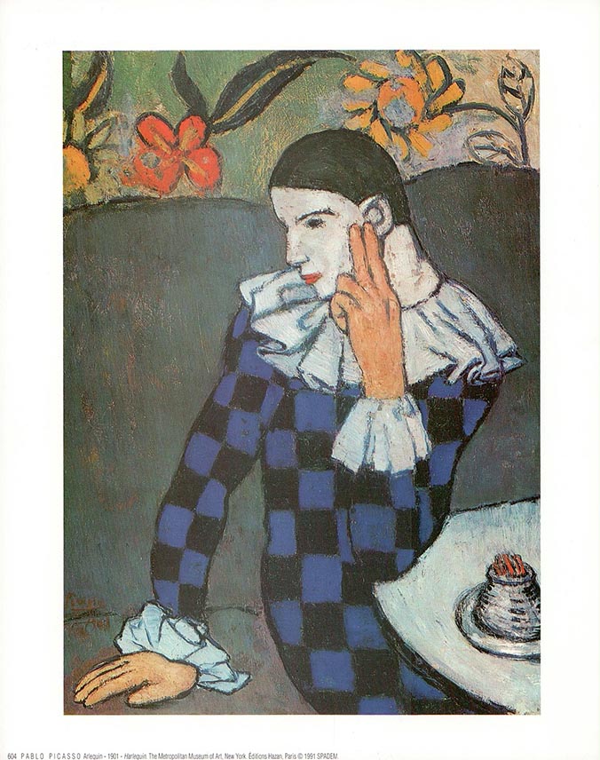 Harlequin, 1901 by Pablo Picasso - 10 X 12 Inches (Art Print)