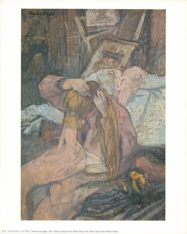 Woman Combing her hair, 1891 by Henri Toulouse-Lautrec - 10 X 12 Inches (Art Print)
