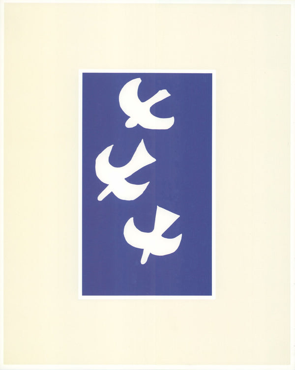 Birds on a Blue Background, 1955 by Georges Braque - 10 X 12 Inches (Art Print)