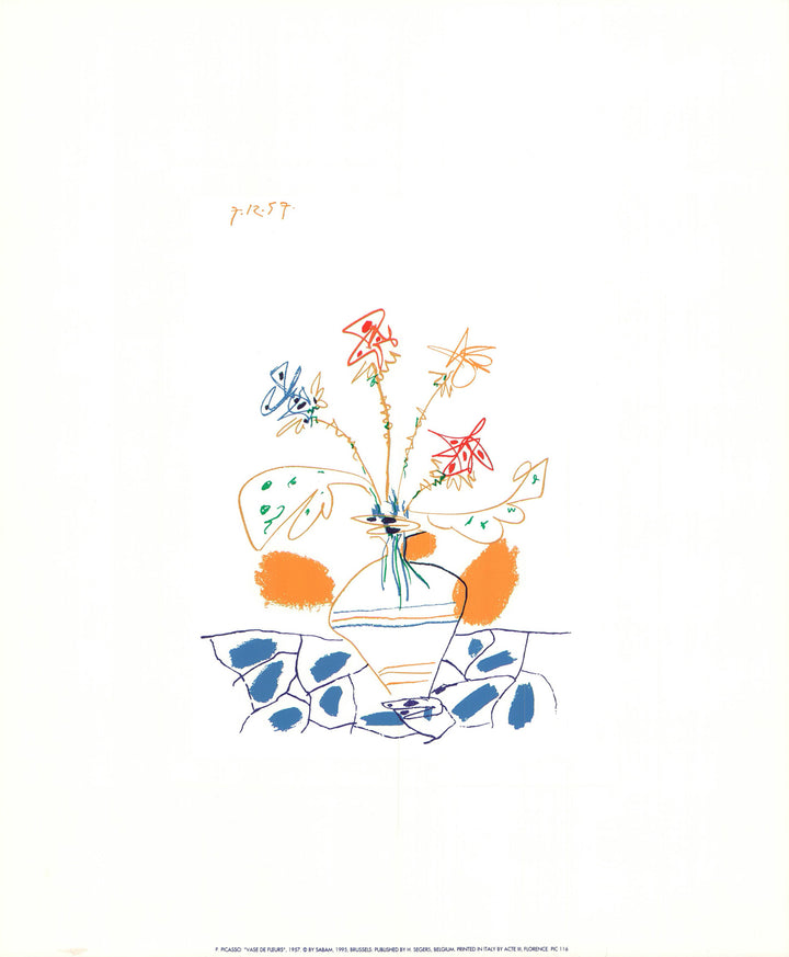 Vase de Fleurs, 1957 by Pablo Picasso - 20 X 24 Inches (Silkscreen)