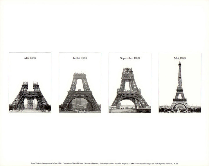 Construction of the Eiffel Tower by Viollet Boyer - 10 X 12 Inches (Art Print)