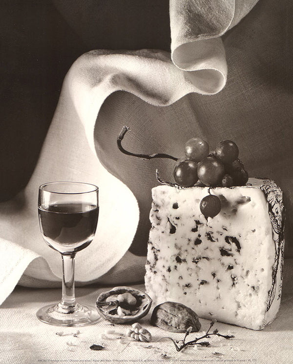 Cheese and wine by Amon - 10 X 12 Inches (Art Print)