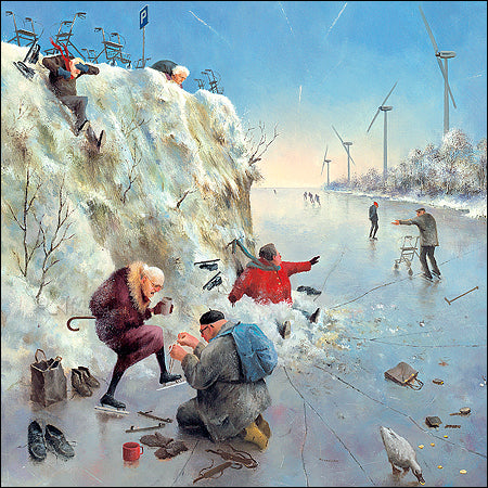 A turn on the Ice by Marius van Dokkum - 6 X 6 Inches (Note Card)
