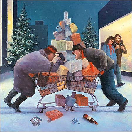 Christmas stress by Marius van Dokkum - 6 X 6 Inches (Note Card)