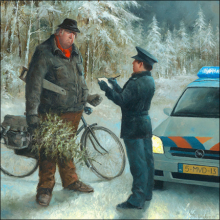 Christmas ticket by Marius van Dokkum - 6 X 6 Inches (Note Card)