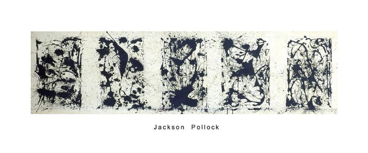 Black and White Polyptych by Jackson Pollock - 20 X 48 Inches (Silkscreen / Sérigraphie)