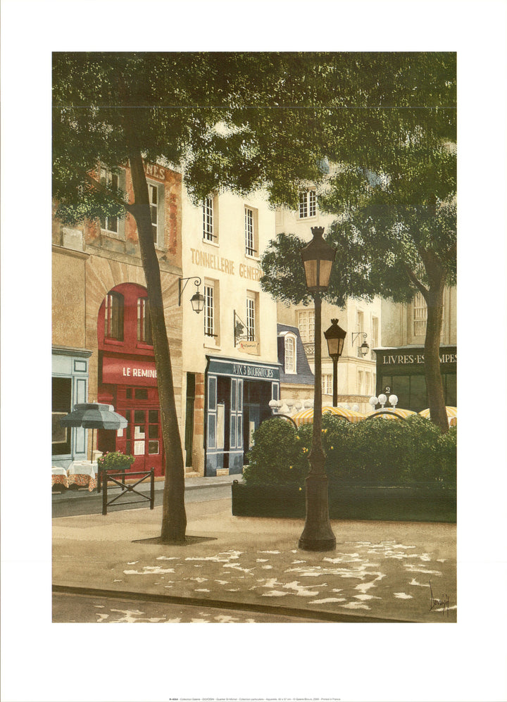 Quartier St-Michel by Michel Duvoisin - 20 X 28 Inches (Offset Lithograph)