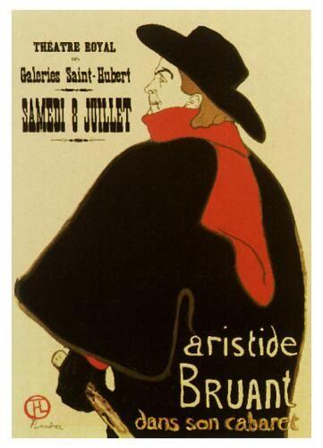 Aristide Bruant dans son Cabaret, 1893 by Toulouse-Lautrec - 36 X 51" (Art Print)