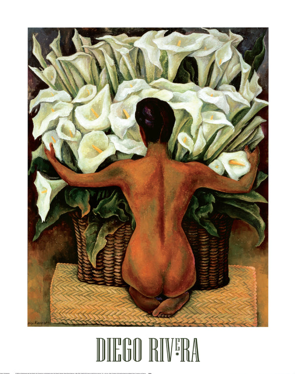 Nude with Calla Lilies, 1944 by Diego Rivera - 28 X 36 Inches (Art Print)