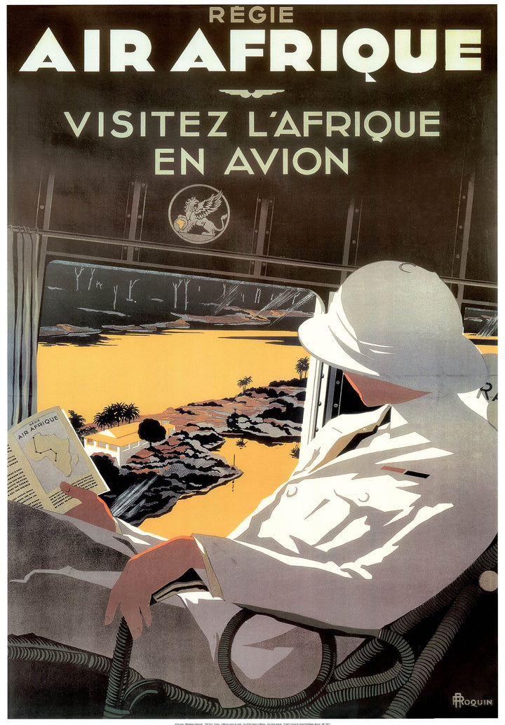 Air Afrique by A. Roquin - 28 X 40 Inches (Vintage Art Print)