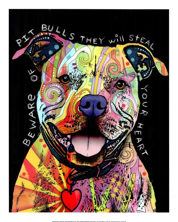 Beware of Pit Bulls by Dean Russo - 18 X 22 Inches (Art Print)
