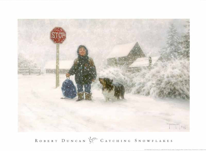 Catching Snowflakes by Robert Duncan - 16 X 22 Inches (Art Print)