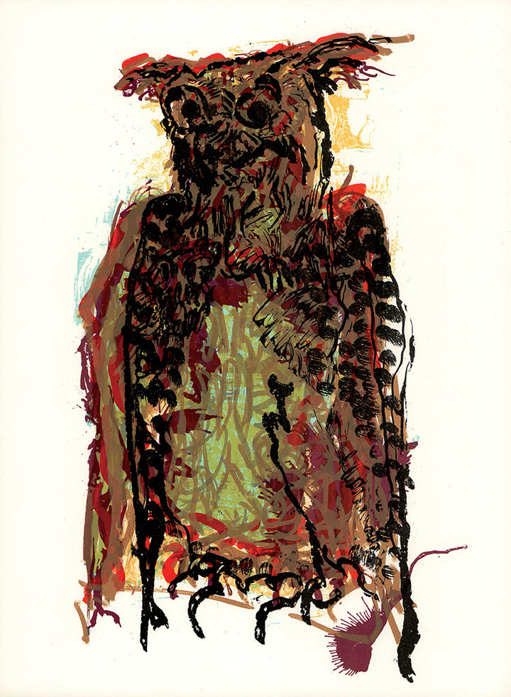 Owl, 1970 by Jean-Paul Riopelle - 19 X 23 Inches (Framed Lithograph from "Derriere le Miroir" series)