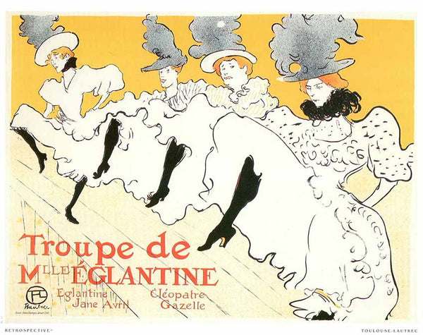 Troupe de Mlle Eglantine, 1896 by Henri de Toulouse-Lautrec - 10 X 12 Inches (Lithograph/Poster)