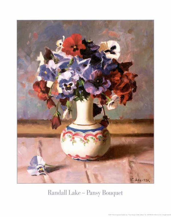 Pansy Bouquet, 1990 by Randall Lake - 13 X 16 Inches (Art Print)