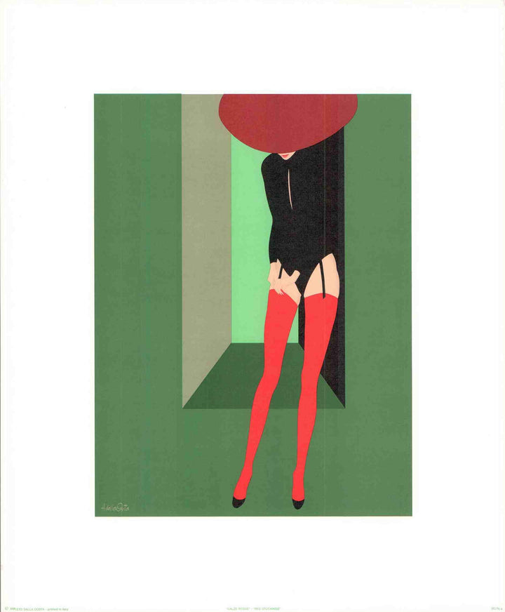 Red Stockings by Amleto Dalla Costa - 13 X 15 Inches (Silkscreen / Sérigraphie)