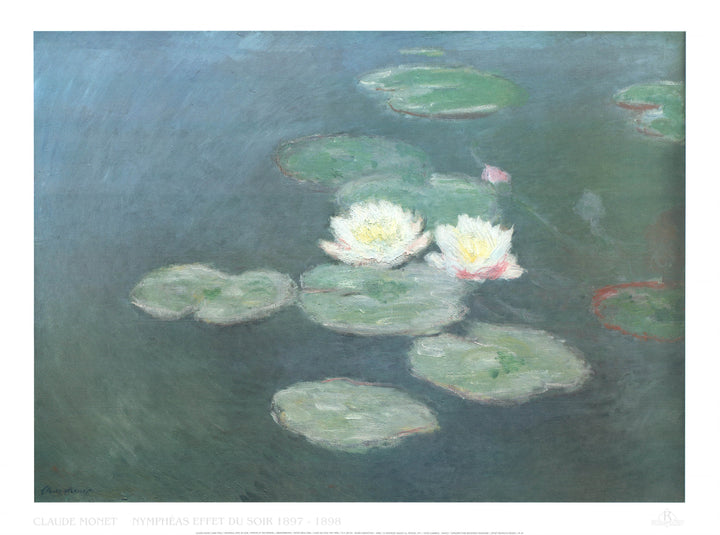Water Lilies, Effects at the Evening, 1897-1898 by Claude Monet - 24 X 32 Inches (Art Print)