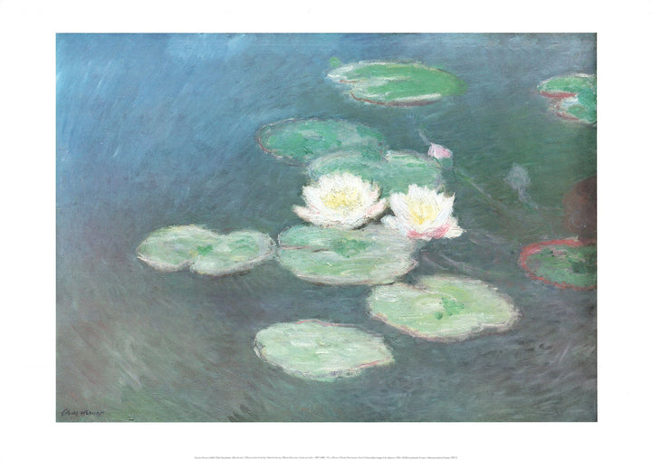 Water Lilies, Effects at the Evening, 1897-1898 by Claude Monet- 20 X 28 Inches (Art Print)