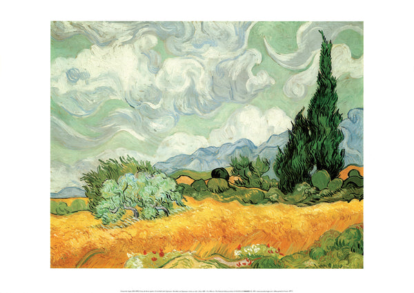 A Cornfield with Cypresses, Arles, 1889 by Vincent Van Gogh - 20 X 28 Inches (Art Print)