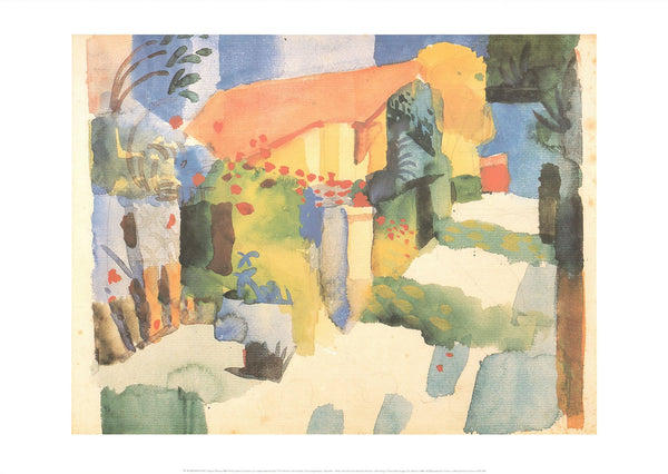 The House in the Garden, 1914 by August Macke - 20 X 28 Inches (Art Print)