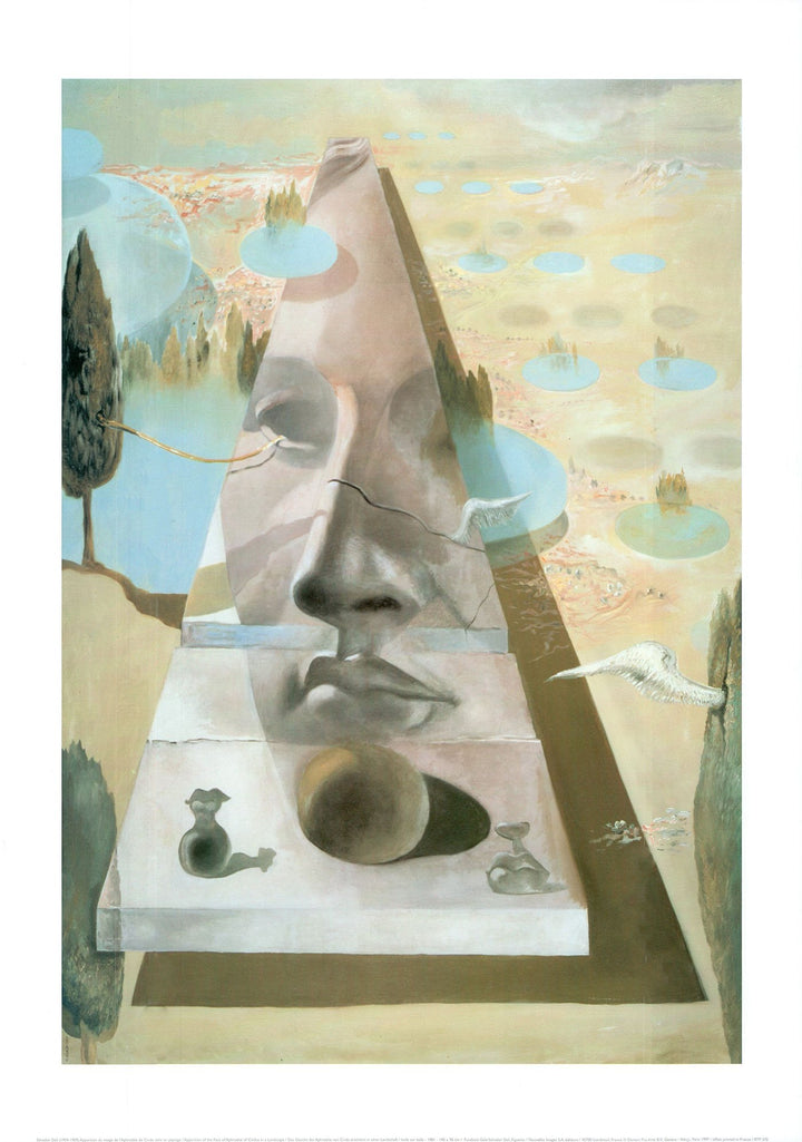 Apparition of the Face of Aphrodite of Cnidus in a Landscape, 1981 by Salvador Dali - 20 X 28 Inches (Art Print)