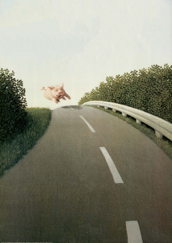 Autobahn Pig by Michael Sowa - 20 X 28 Inches (Art Print)