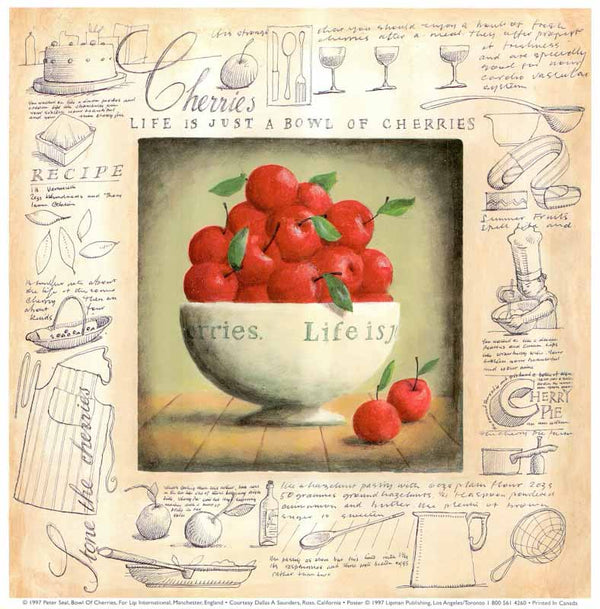 Bowl of Cherries by Peter Seal - 12 X 12 Inches (Art Print)