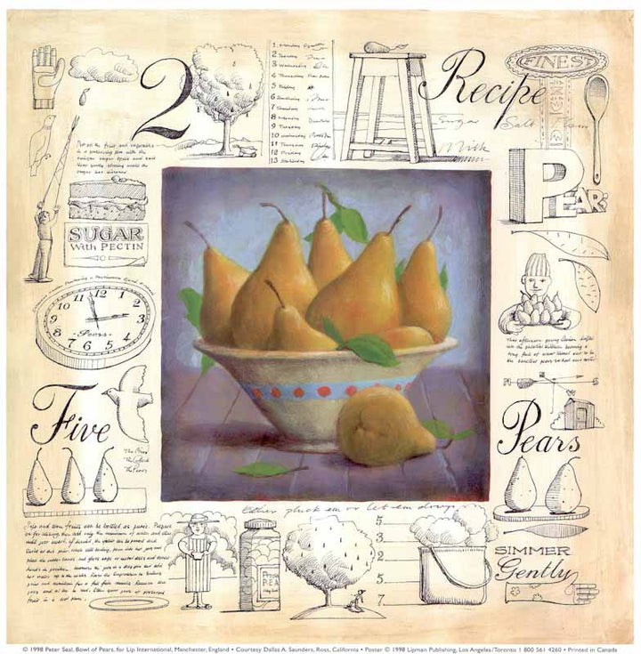 Bowl of Pears by Peter Seal - 12 X 12 Inches (Art Print)