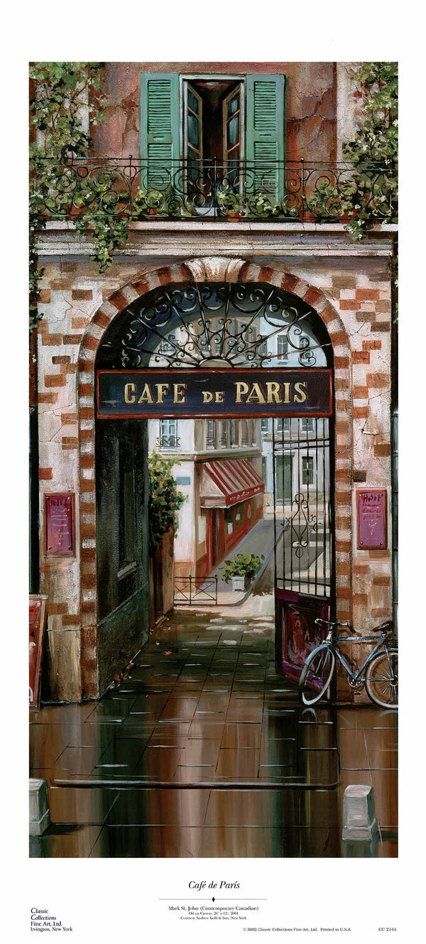 Café de Paris by Mark St. John - 14 X 31 Inches (Art Print)
