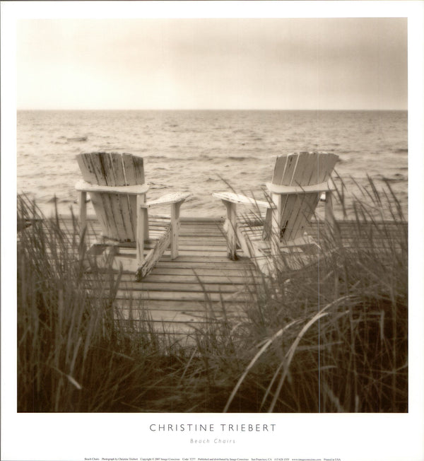Beach Chairs by Christine Triebert - 13 X 14 Inches (Art Print)