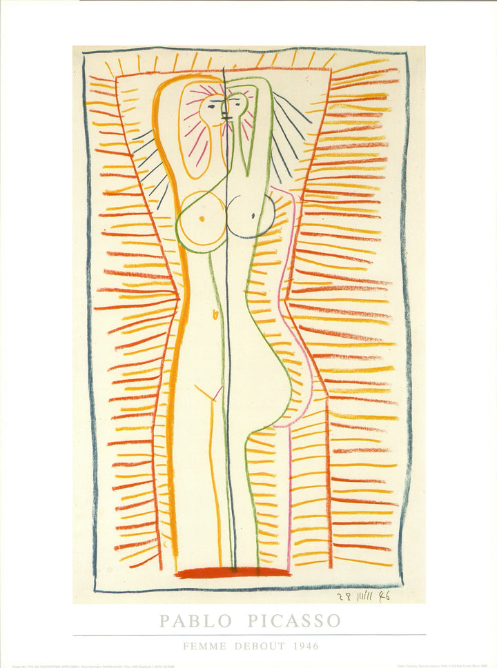 Femme Debout, 1946 by Pablo Picasso - 18 X 24 Inches (Art Print)