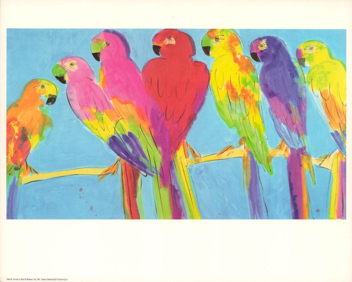 Parrots in Blue, 1991 by Walasse Ting - 10 X 12 Inches (Art Print)