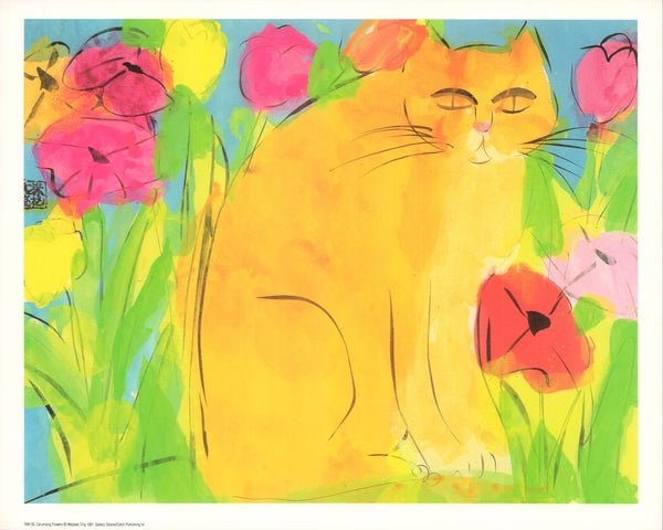Cat among Flowers, 1991 by Walasse Ting - 10 X 12 Inches (Art Print)