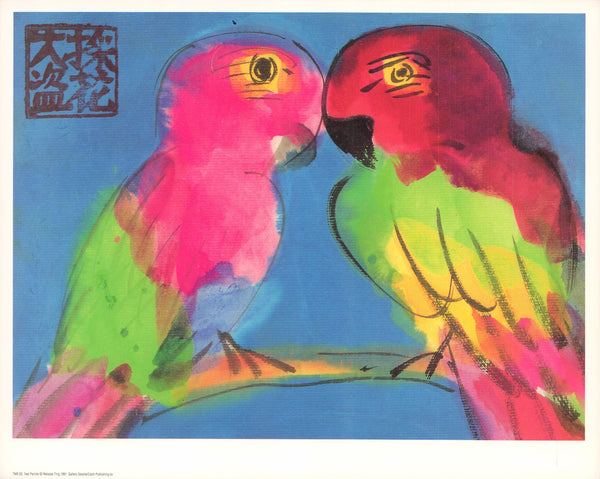 Two Parrots, 1991 by Walasse Ting - 10 X 12 Inches (Art Print)