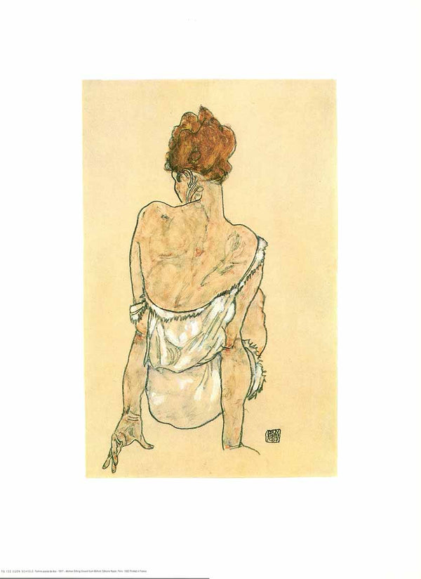 Woman Sitting Viewed from Behind, 1917 by Egon Schiele - 12 X 16 Inches (Art Print)