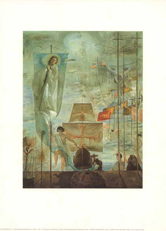 La Decouverte de l Amerique par C. Colomb, 1959 by Salvador Dali - 12 X 16 Inches (Art Print)