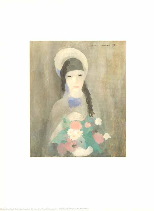 Buste de Jeune Fille aux Fleurs, 1922 by Marie Laurencin - 12 X 16 Inches (Art Print)