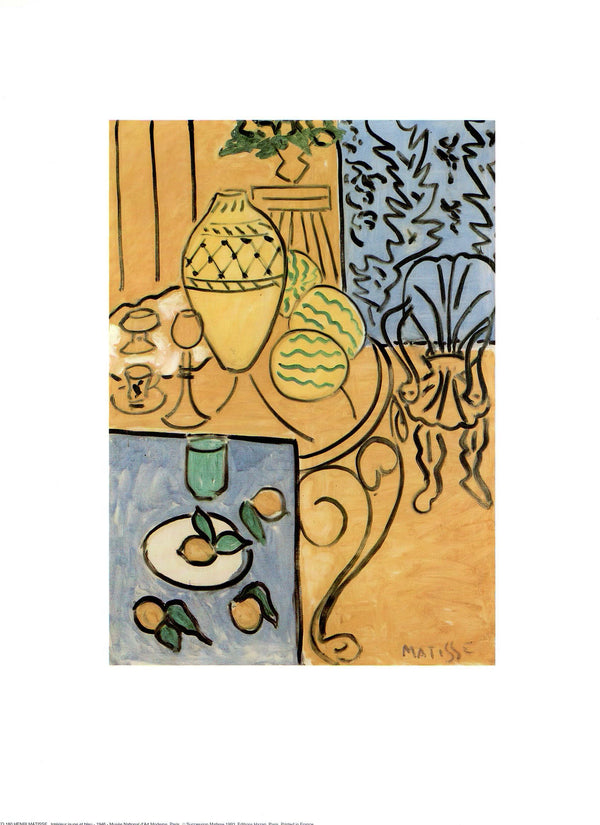 Interieur Jaune et Bleu, 1946 by Henri Matisse - 12 X 16 Inches (Art Print)