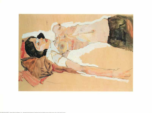 Femme a Demi-Nu Allongee, 1911 by Egon Schiele - 12 X 16 Inches (Art Print)