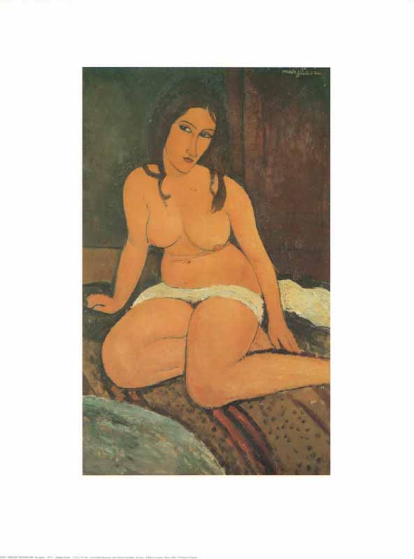 Nu Assis, 1917 by Amedeo Modigliani - 12 X 16 Inches (Art Print)